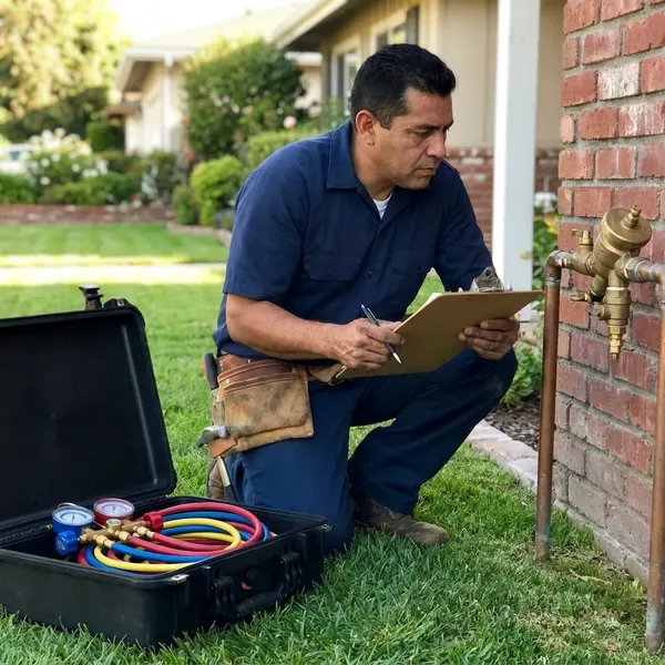 DFM Plumbing technician providing backflow preventer installation in Jackson, MS