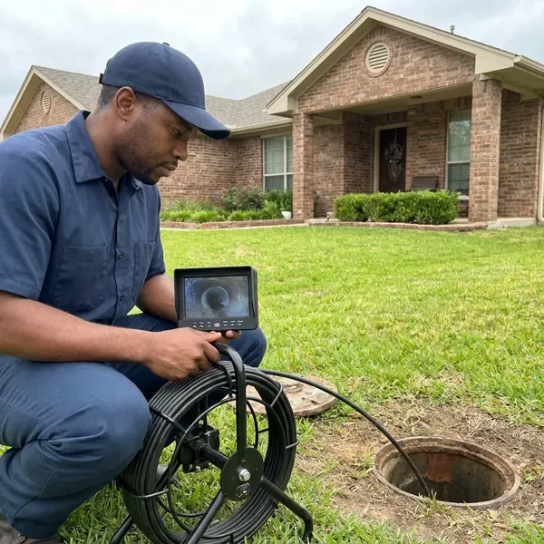 DFM Plumbing technician providing drains camera inspection in Jackson, MS
